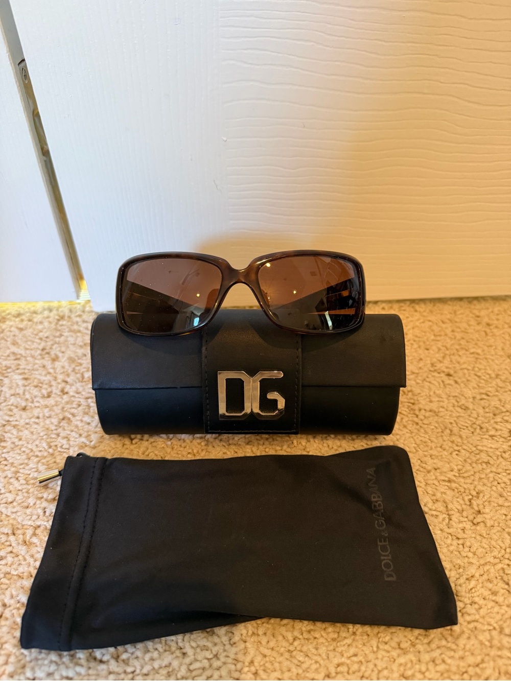 Vintage Dolce & Gabbana Tortoiseshell Crystal DG Logo Sunglasses Y2K